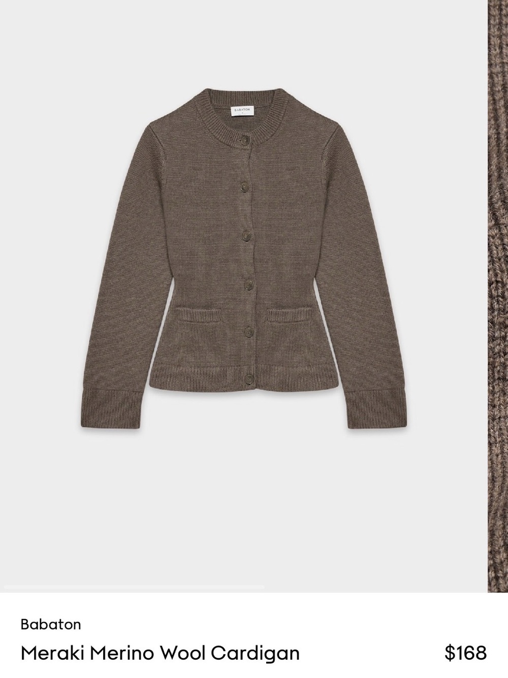 NEW!!! Babaton Meraki Merino Wool Cardigan